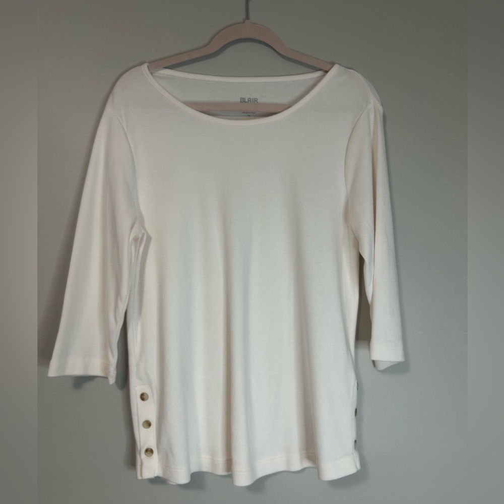 Blair Women's White Blouse with Button Details, Size M